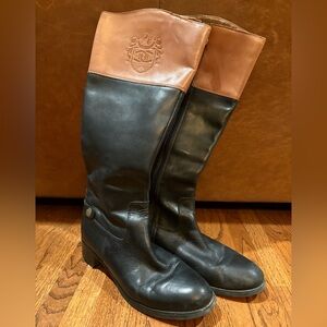 Two-Tone Leather Riding Boots